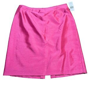 Tahari‎ Skirt Pencil Pink Knee Length Sz 14 New NWT Faux Dupioni Silk Shantung